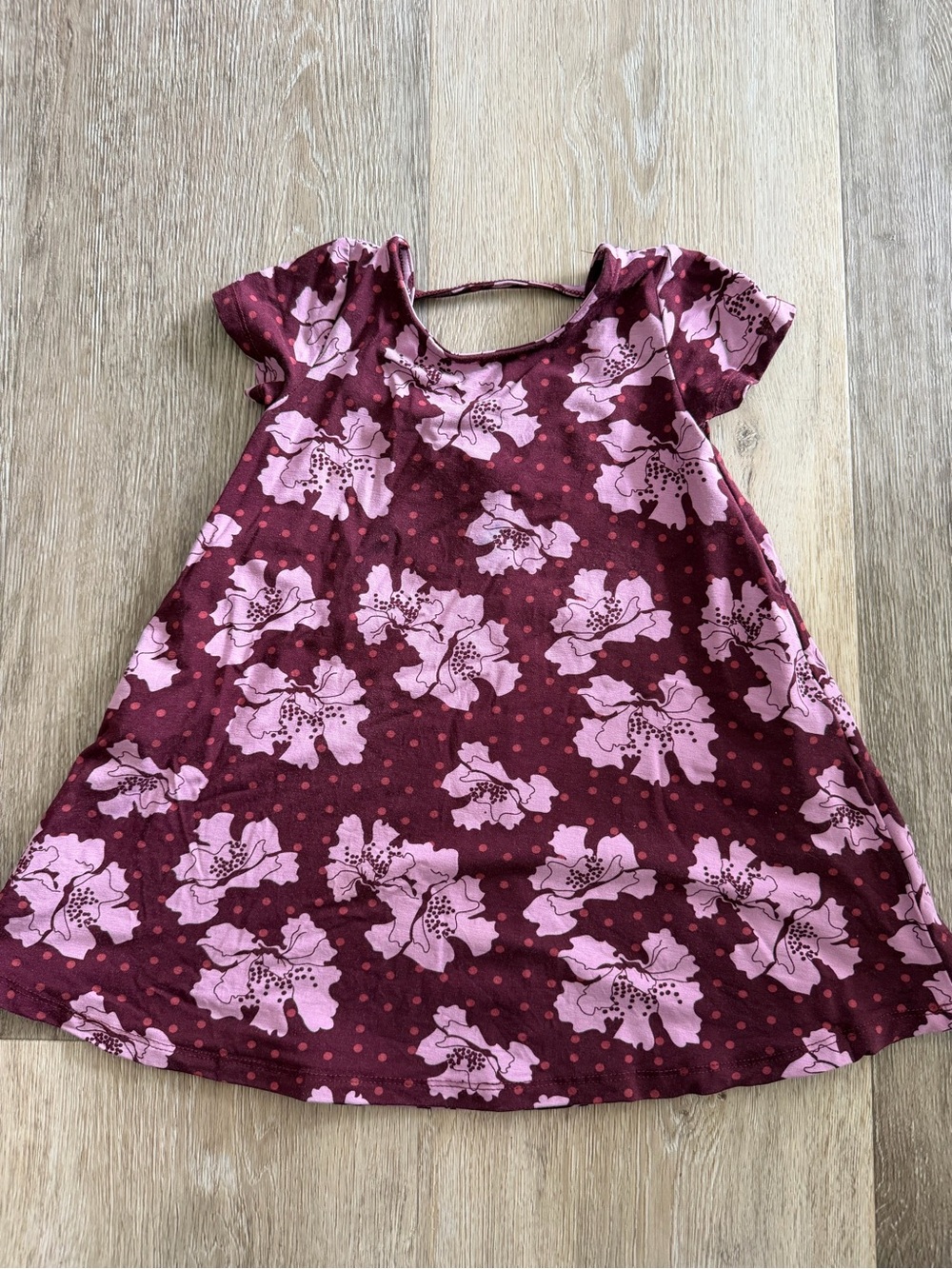 Fighting Eel Burgundy Floral Dress with Pink Flowers